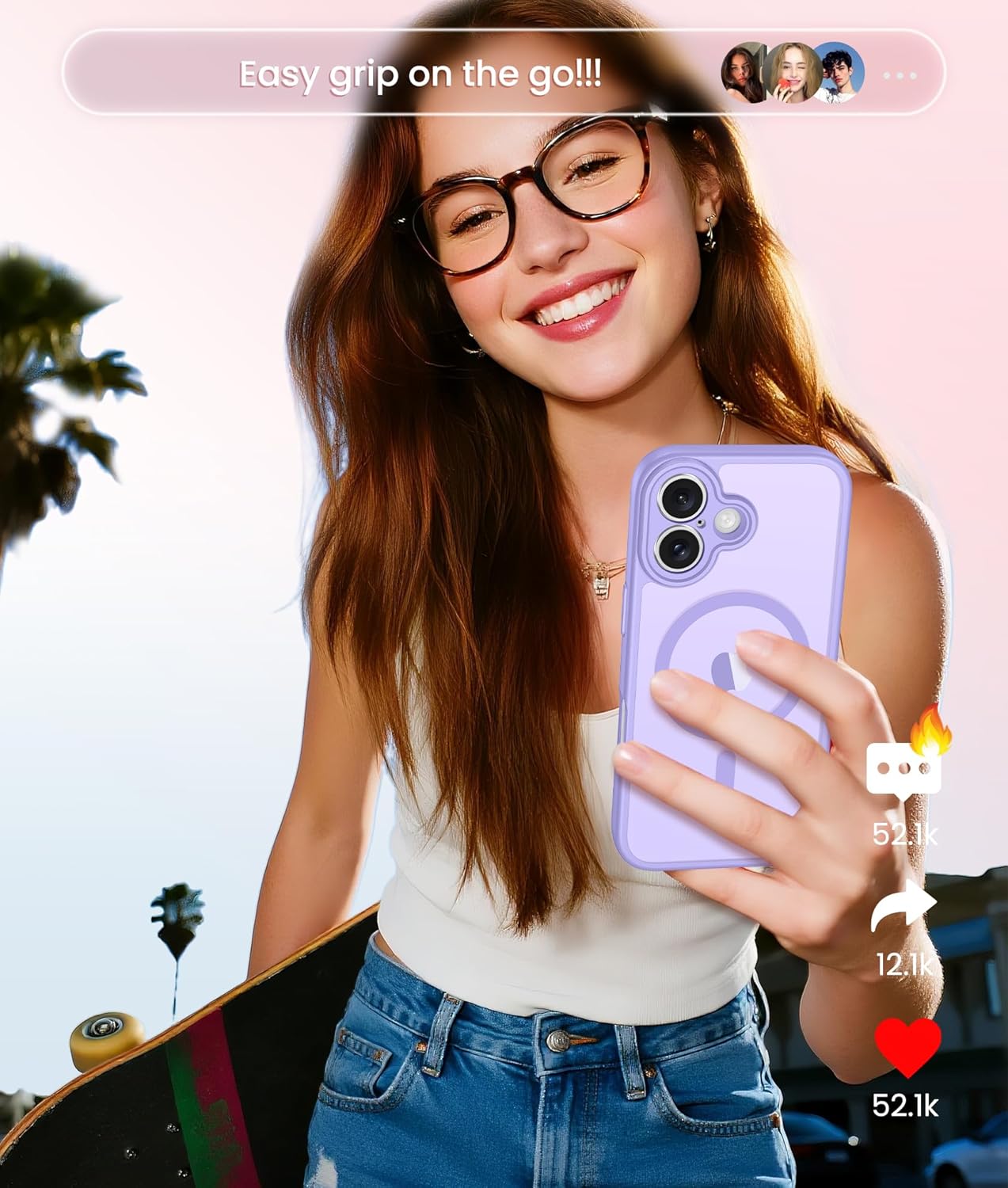 Ameigas Magnetic Translucent Matte Protective Phone Case with Camera Guard