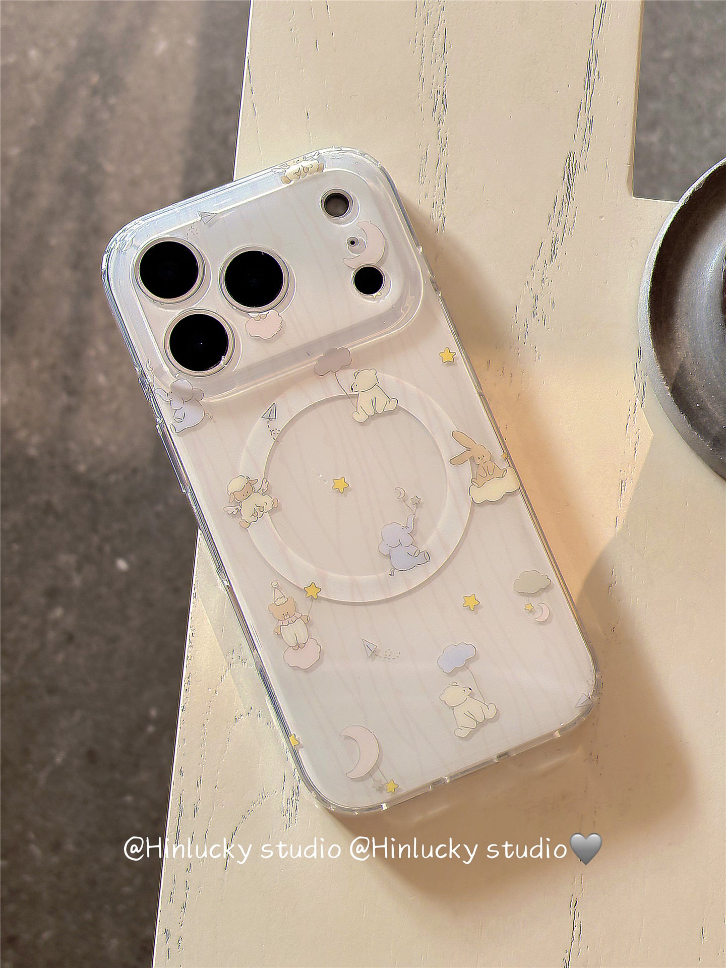 Ameigas Stripe Buddy Stand Case - Cute Cartoon Animal MagSafe Cover with Full Guard