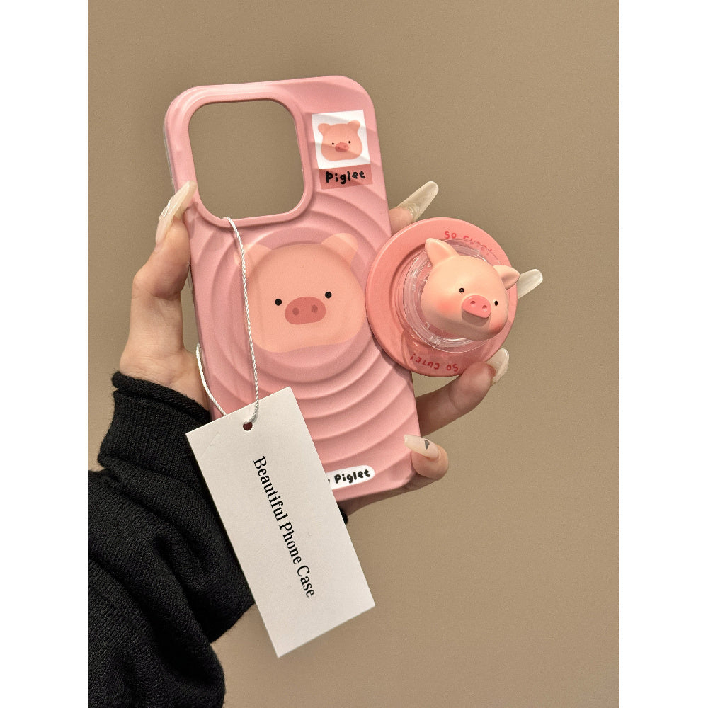 Ameigas Pink Pig Magnetic Stand Cute Phone Case