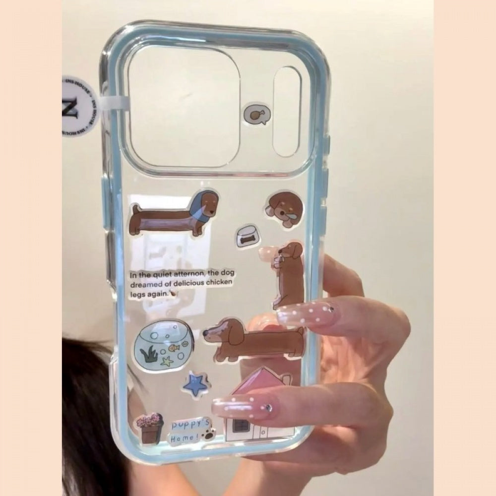 Ameigas Doodle Dash Case - Interactive Dachshund Stickers & Clear MagSafe Cover