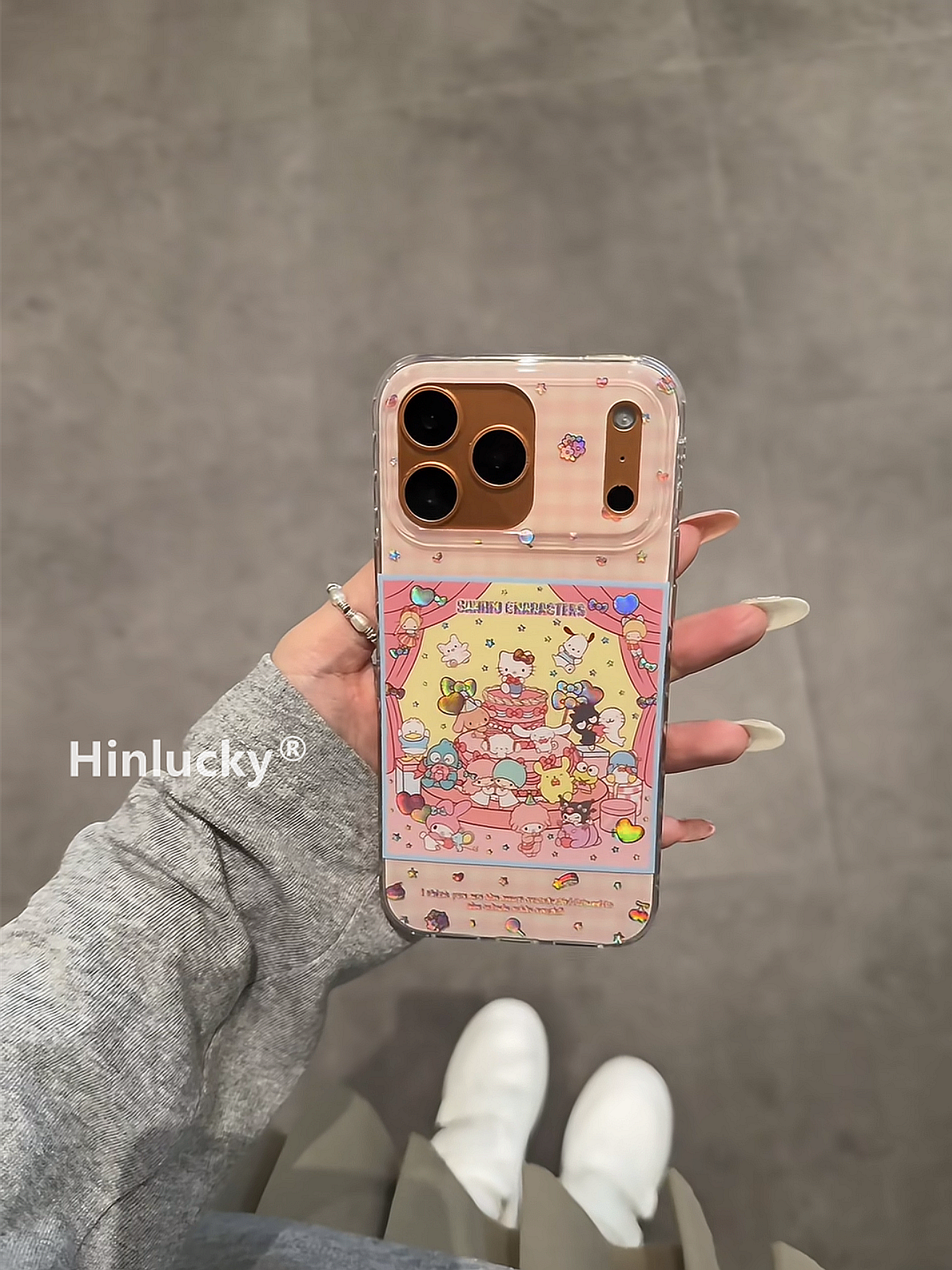 Ameigas Pink Checkered Gilded Party Phone Case