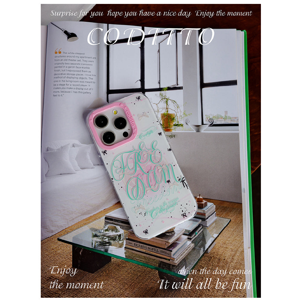 Ameigas Mint Garden Double-Layer Floral Case for iPhone 17 Pro Max / 16 Pro Max / 15 Pro / 14 / 13 – Ins Style Art Phone Cover