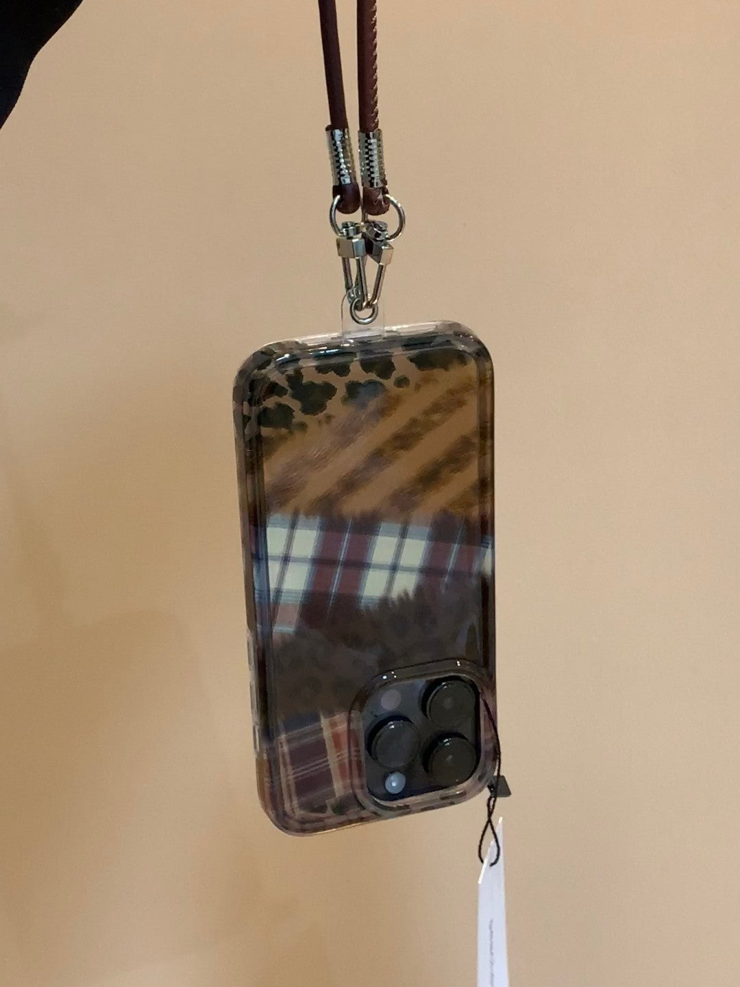 Ameigas Retro Babe Case - Warm Brown Leopard Print with Detachable Wrist Rope & Soft Protection