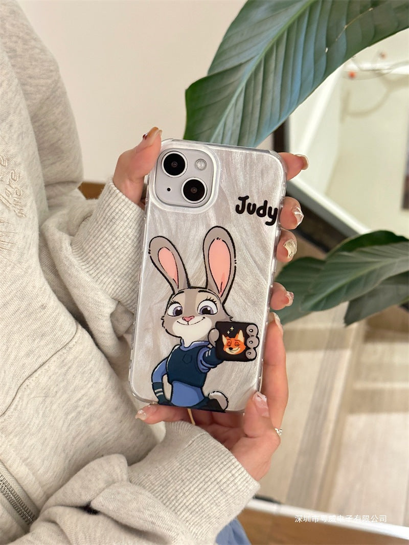 Ameigas Zootopia Judy & Nick Mirror Phone Case for iPhone
