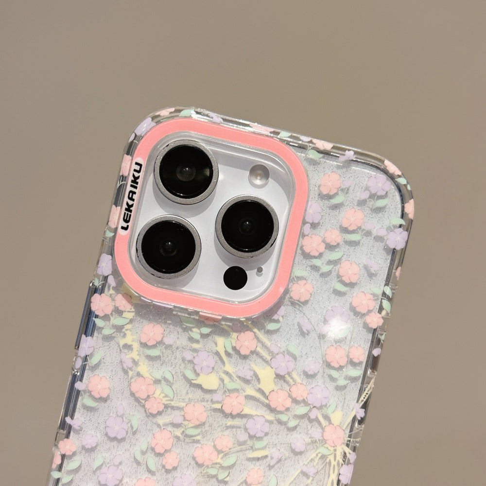 Ameigas Full Screen Flowers & Butterflies Protective Phone Case