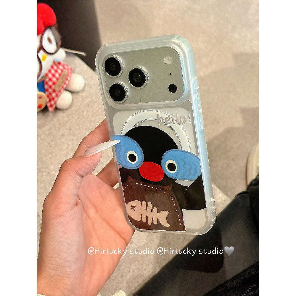 Ameigas Waddle & Stand Case - Cute Black Penguin MagSafe Cover