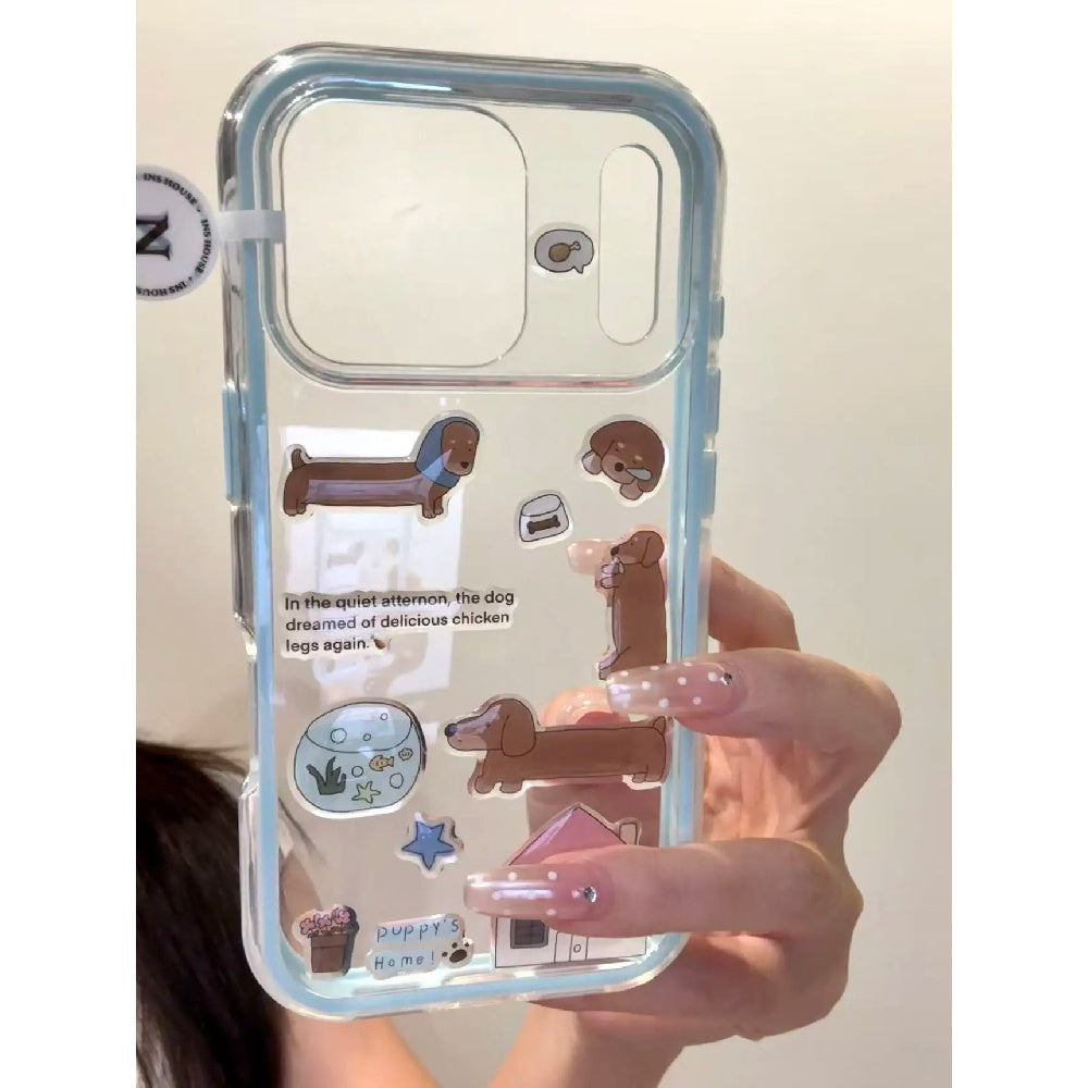 Ameigas Doodle Dash Case - Interactive Dachshund Stickers & Clear MagSafe Cover