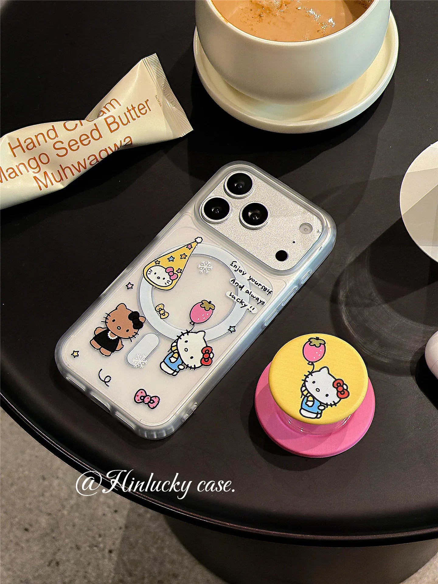 Ameigas Berry Balloon Kitty Case - Strawberry Cat & Balloon MagSafe Velvet Cover - Ameigas