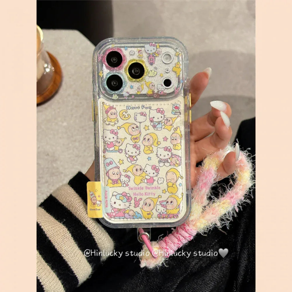 Ameigas Celestial Bow-Kitty Case - Starry Character with Floral Leather Accent & MagSafe - Ameigas