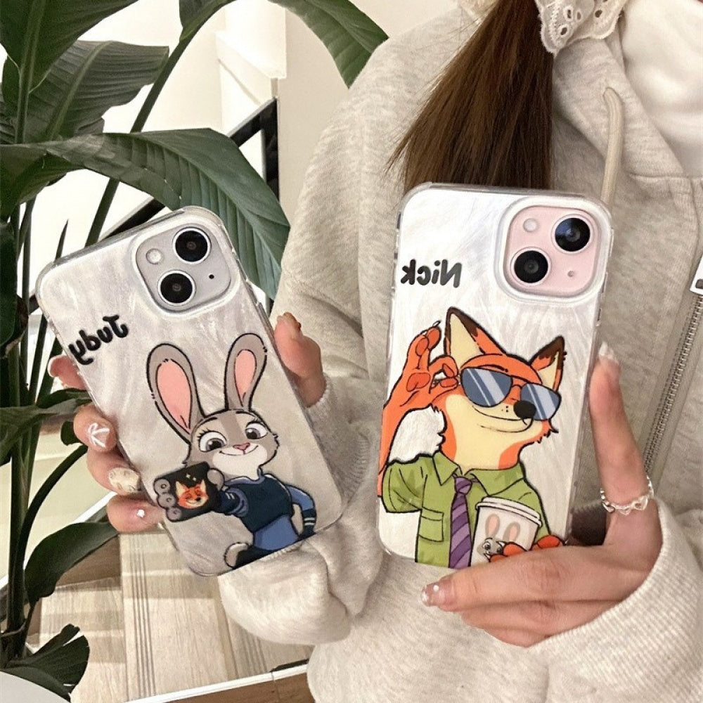 Ameigas Zootopia Judy & Nick Mirror Phone Case for iPhone
