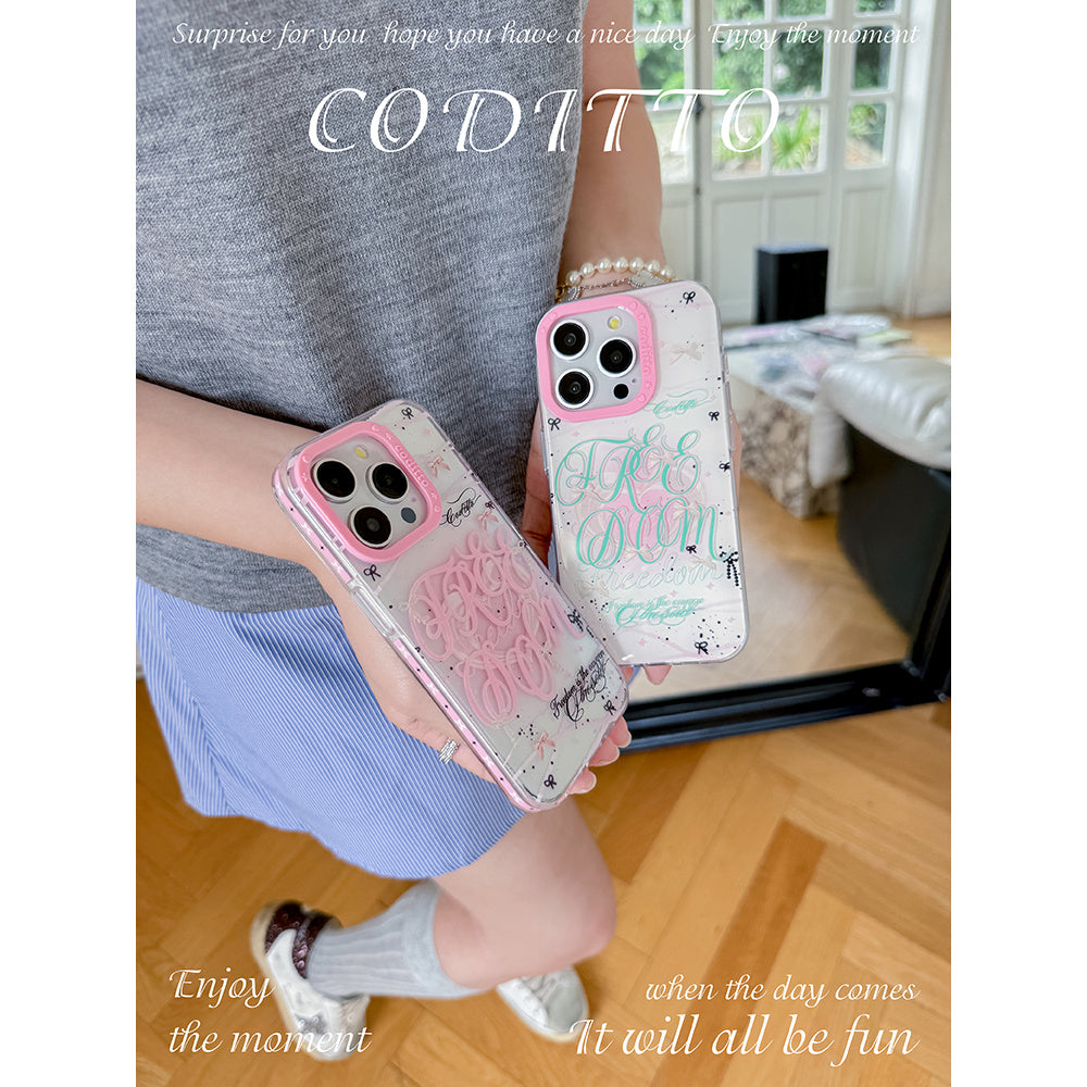 Ameigas Mint Garden Double-Layer Floral Case for iPhone 17 Pro Max / 16 Pro Max / 15 Pro / 14 / 13 – Ins Style Art Phone Cover