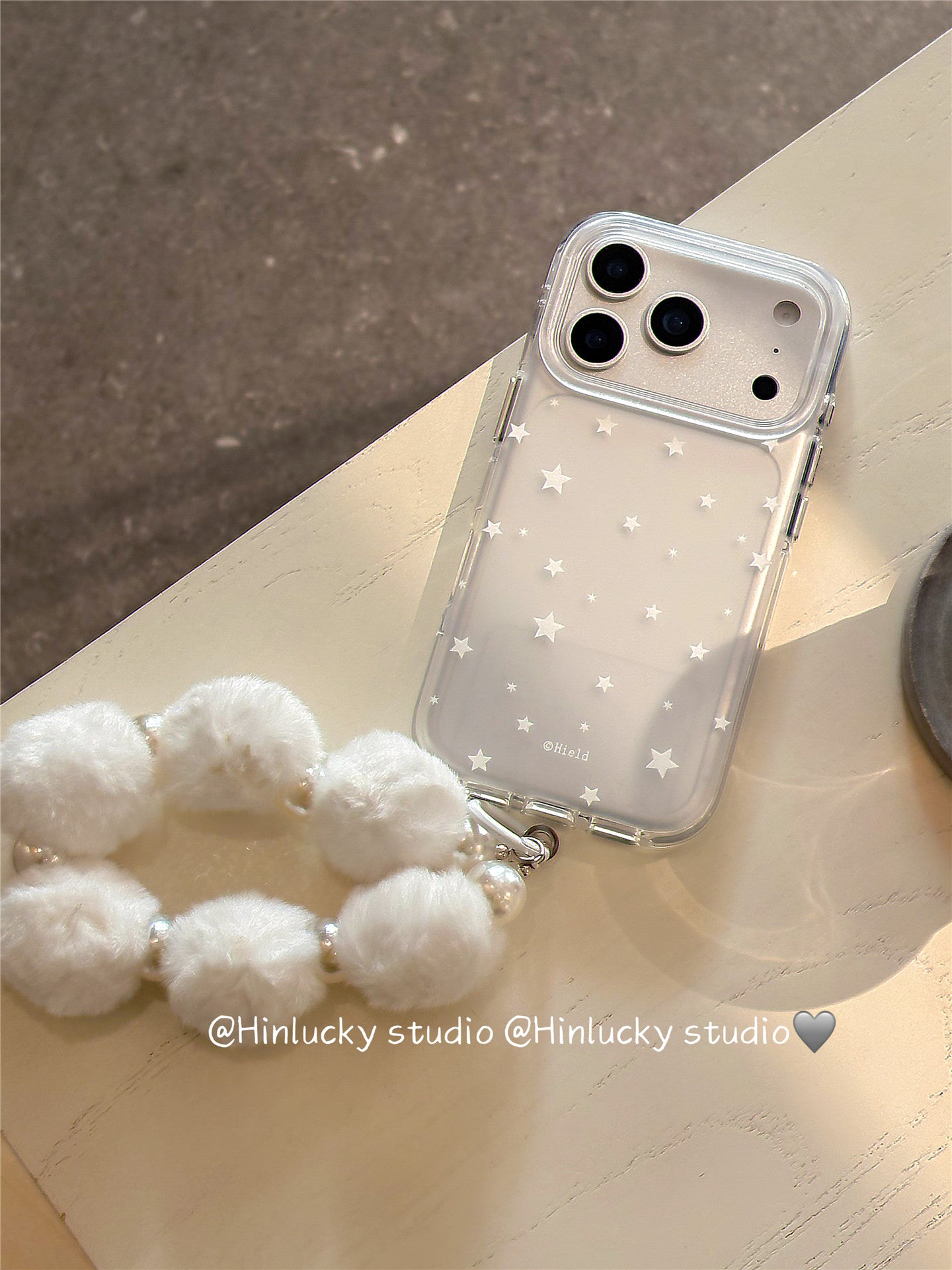 Ameigas Starry Frost Case - IMD Matte MagSafe Cover with Detachable Pompom Strap