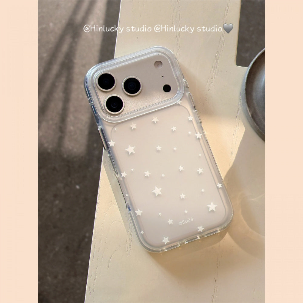 Ameigas Starry Frost Case - IMD Matte MagSafe Cover with Detachable Pompom Strap