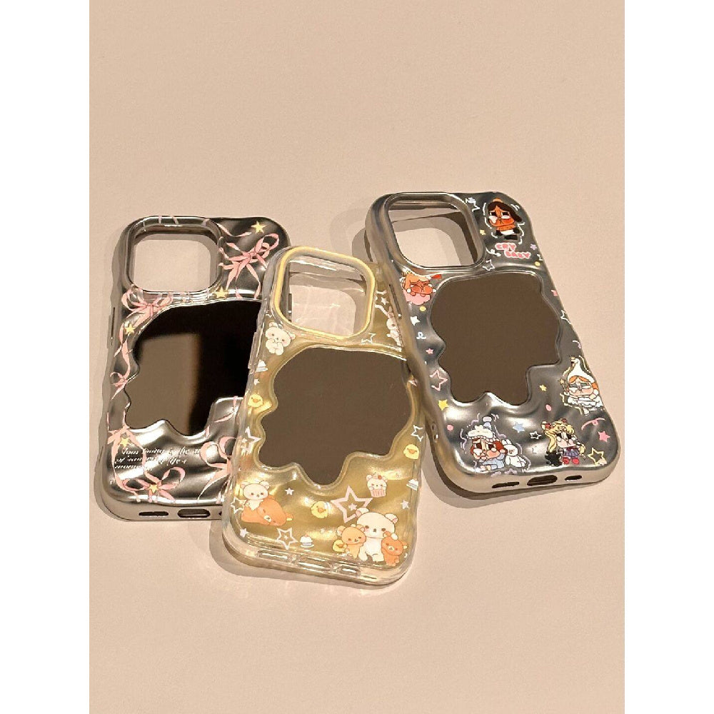 Ameigas Rilakkuma Wave Mirror Case - Crying Child & Bow Design with Full-Body Protection