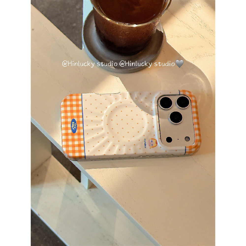 Ameigas Playful Cartoon Plaid Polka Chick & Bunny Magnetic Stand Phone Case