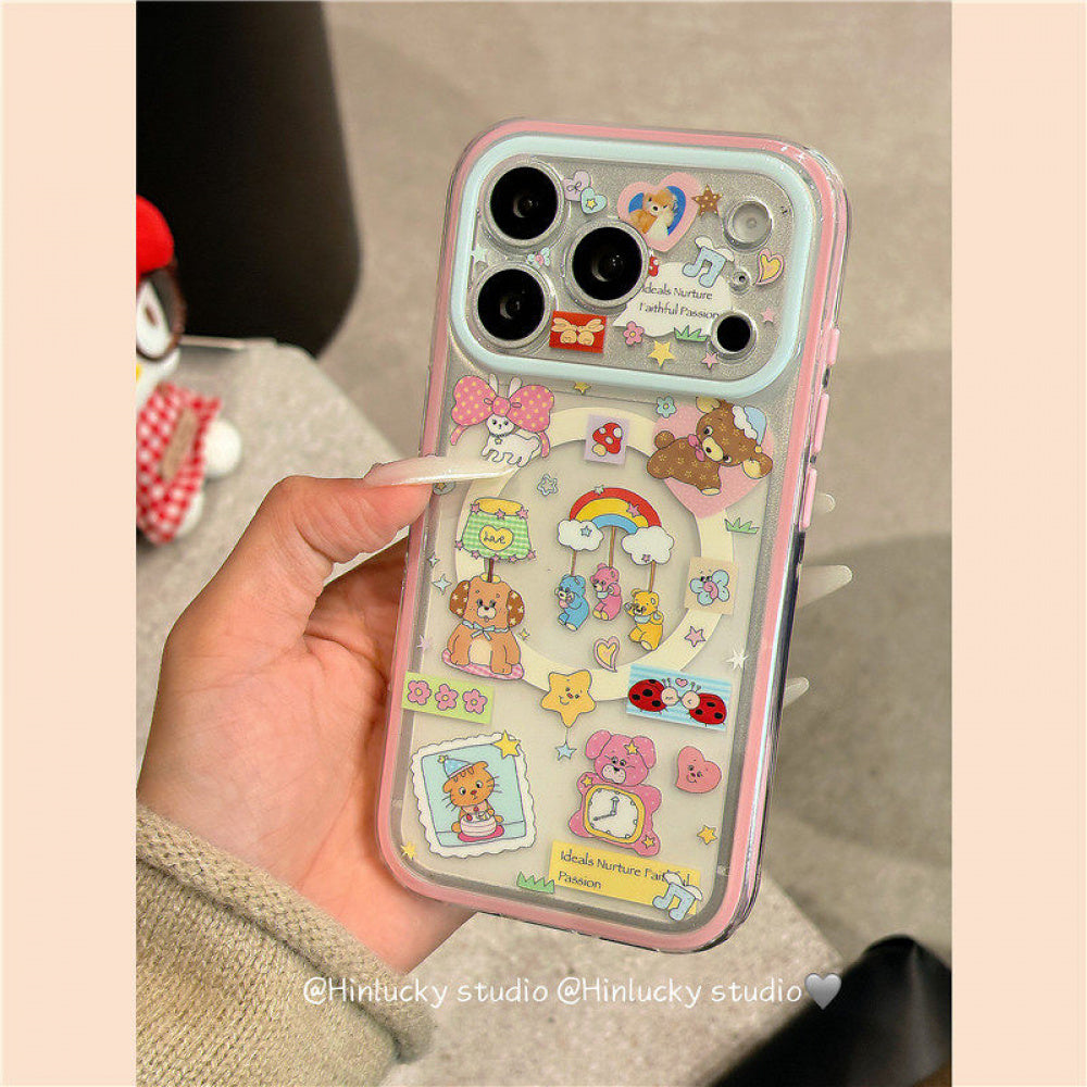 Ameigas Playful Pup Deco Case - Mix & Match Puppy Stickers with MagSafe Stand