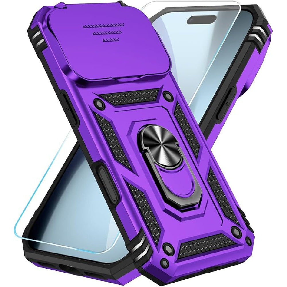 Ameigas Slide Camera Cover Ring Kickstand Protective Phone Case