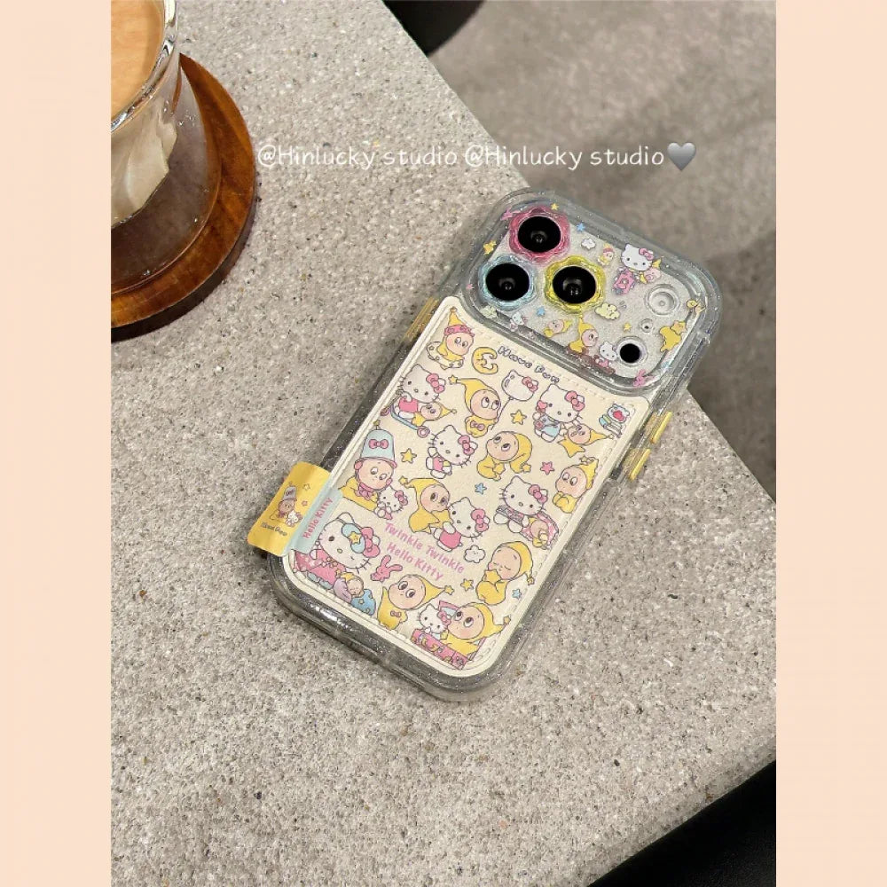 Ameigas Celestial Bow-Kitty Case - Starry Character with Floral Leather Accent & MagSafe - Ameigas