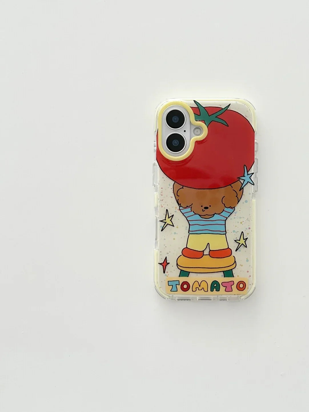 Ameigas Cartoon Case - Adorable Bear Holding Tomato Print with Full-Edge Protection - Ameigas