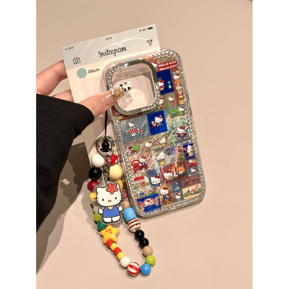 Ameigas Sweetheart Squares Case - Dessert Kitty Plaid with Detachable Chain