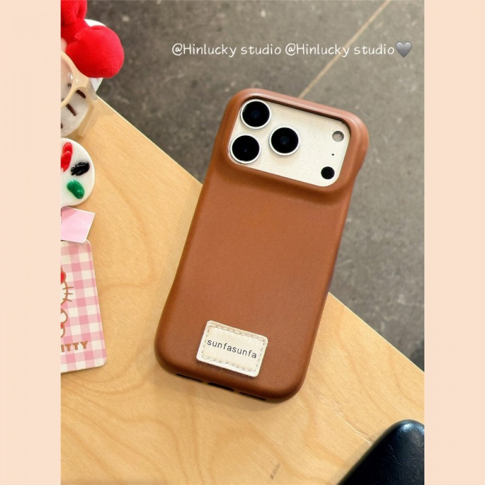 Ameigas Solid Color Leather Heart Charm Protective Phone Case