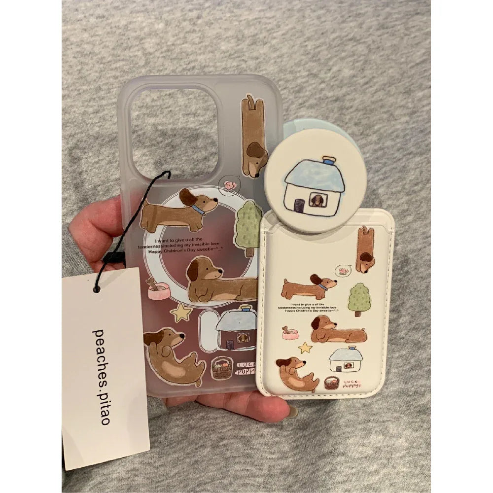 Ameigas Dachshund House Magnetic Card Holder Stand Case - Ameigas