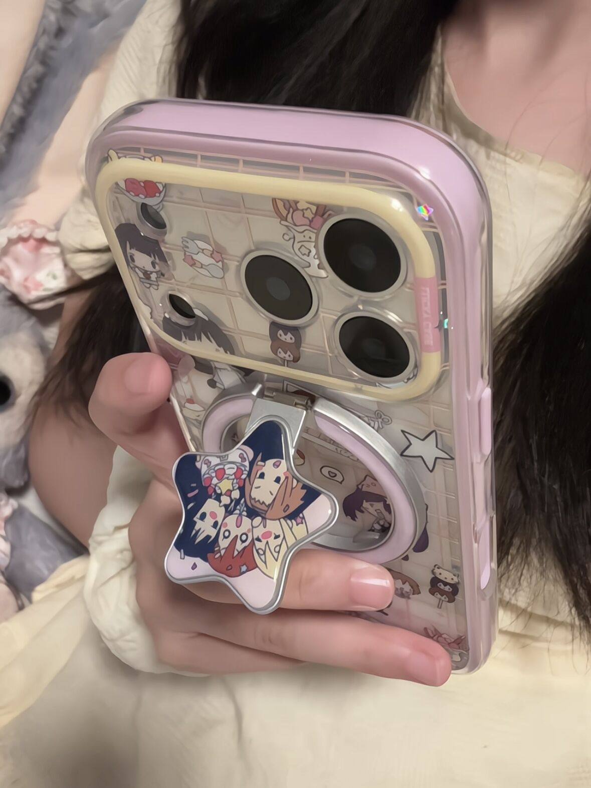 Ameigas Pink Plaid Magnetic Stand Phone Case