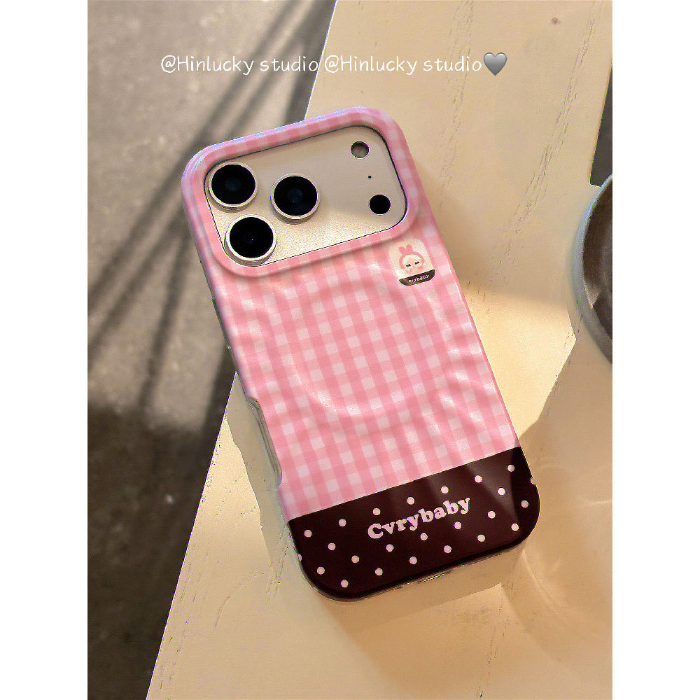 Ameigas Playful Cartoon Plaid Polka Chick & Bunny Magnetic Stand Phone Case