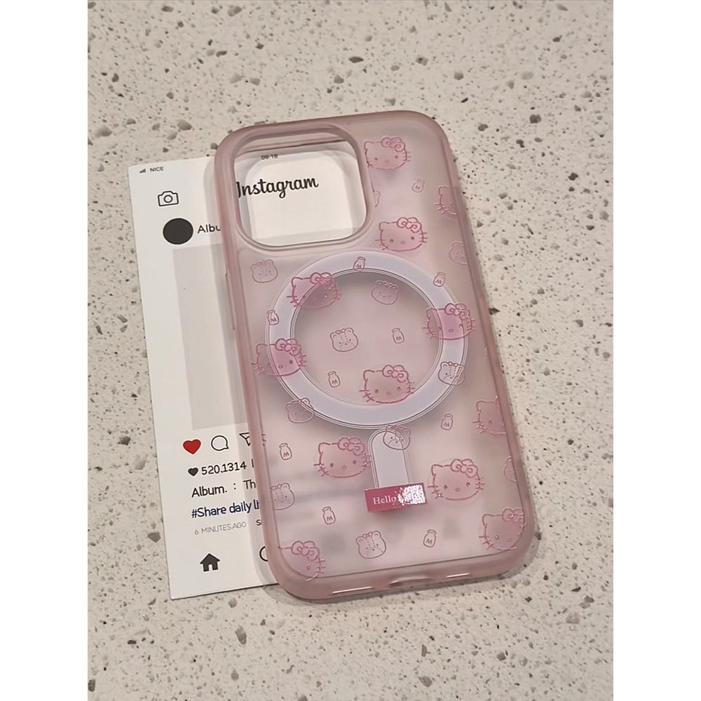 Ameigas Pink Cat Galaxy Acrylic Magnetic Stand Protective Case