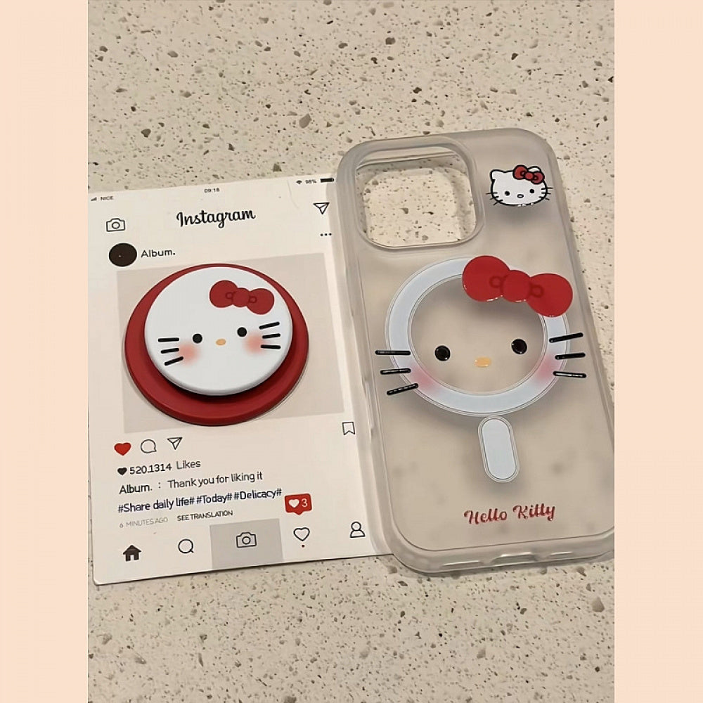 Ameigas Whisker Charm Stand Case - Korean Cute Kitty MagSafe Cover with Kickstand
