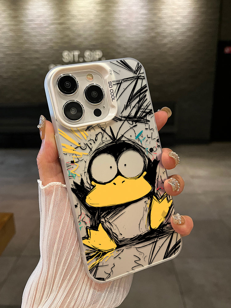 Ameigas Line Art Duck Cartoon Phone Case Soft Shockproof Cover