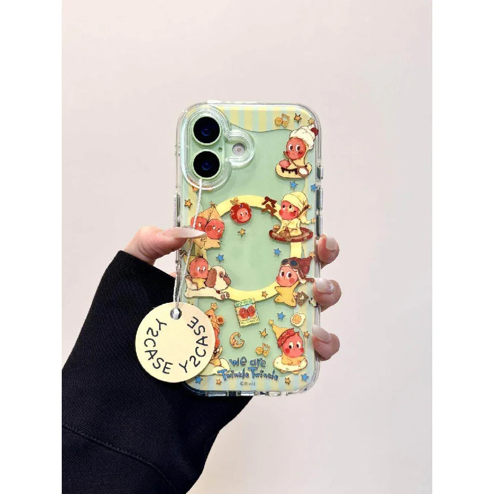Ameigas Cute Transparent Star Character Magnetic Shake Stand Phone Case - Ameigas
