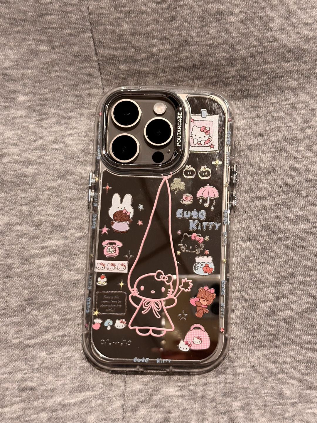 Ameigas Mirror Doodle Kitty Case - Cute Graffiti & Reflective Design with Full-Body Protection