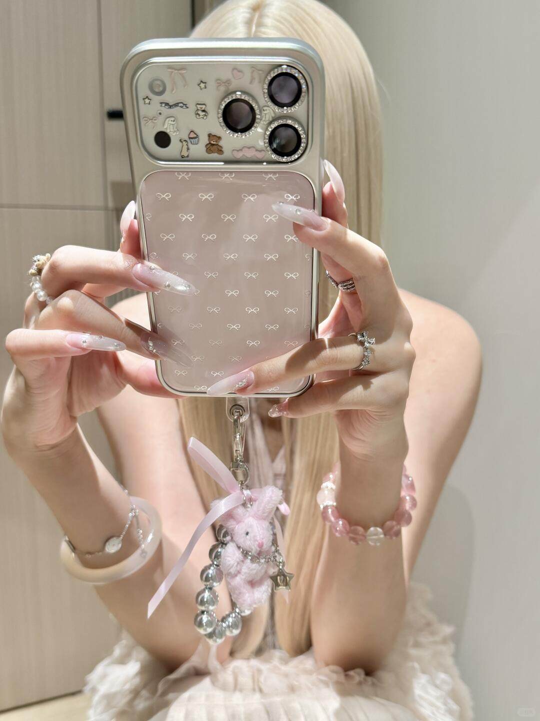 Ameigas Gentle Style Case - Soft Pink Bow Design with Detachable Wrist Strap