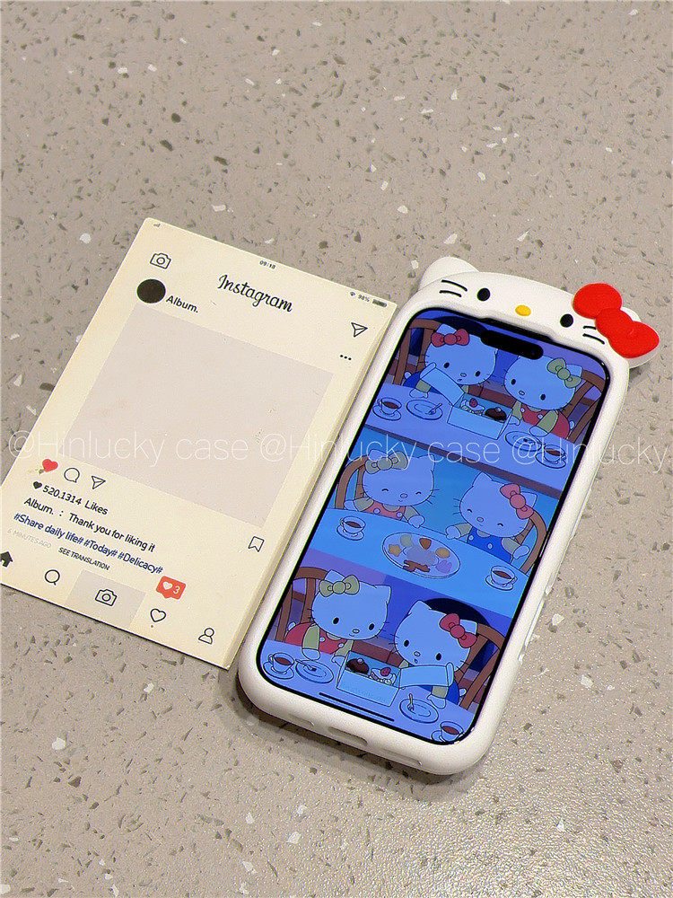 Ameigas Vintage Purr Case - Retro Cartoon Cat Silicone Cover for iPhone