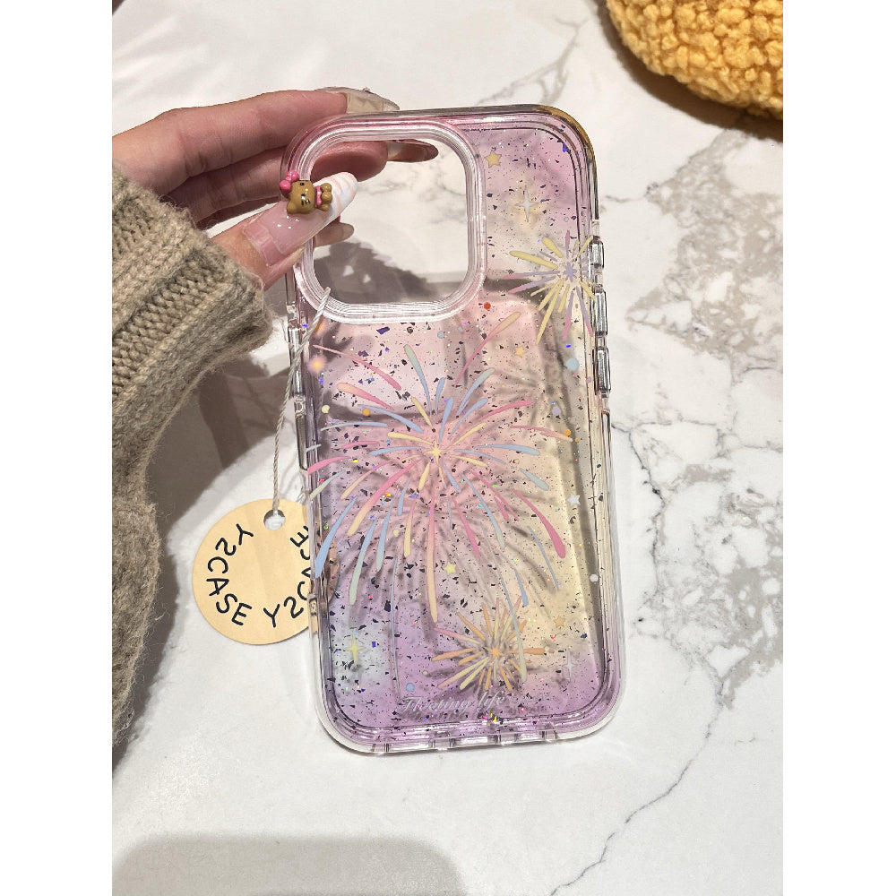 Ameigas New Year Fireworks Case - Colorful Sparkling Silicone Design with Full-Body Drop Protection
