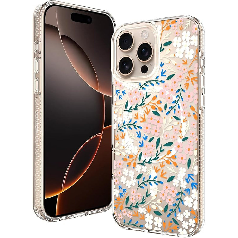 Ameigas Floral Magnetic Clear Bumper Case with Camera Protection