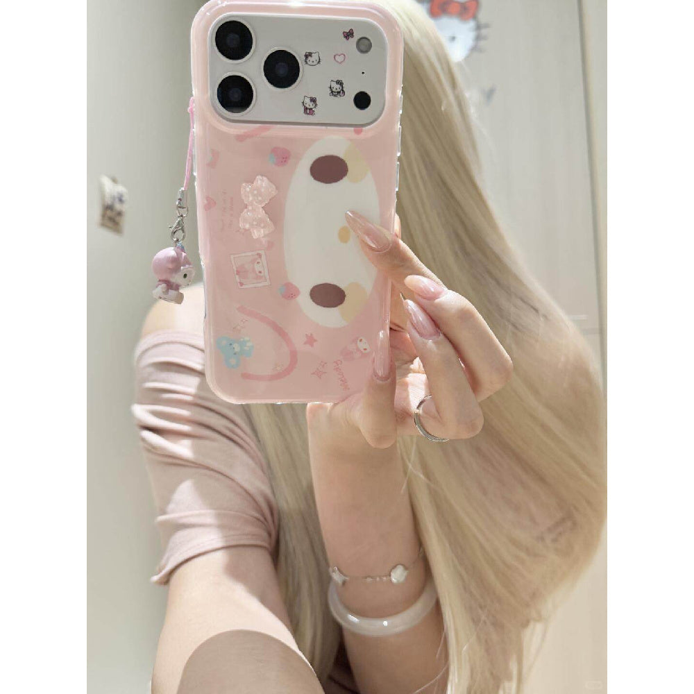 Ameigas My Melody Bow Case - Cartoon Pink with Double Hearts & Ribbon Design