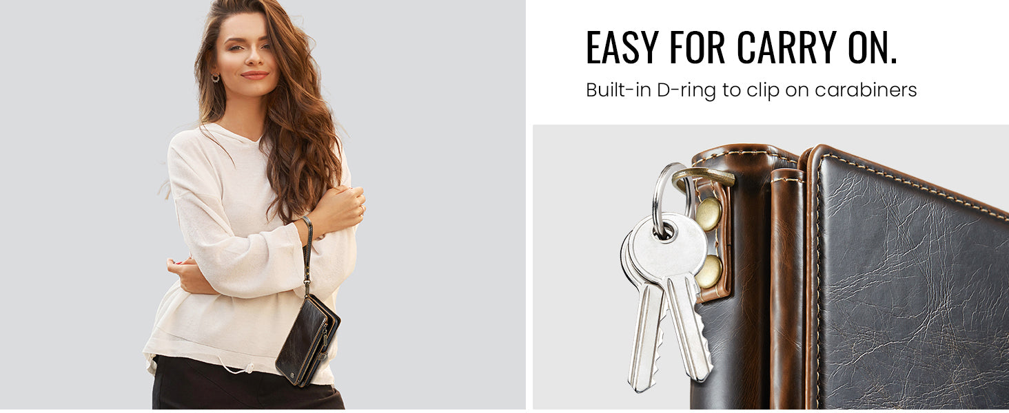 Ameigas RFID Blocking Zipper Wallet Phone Case with Magnetic Snap