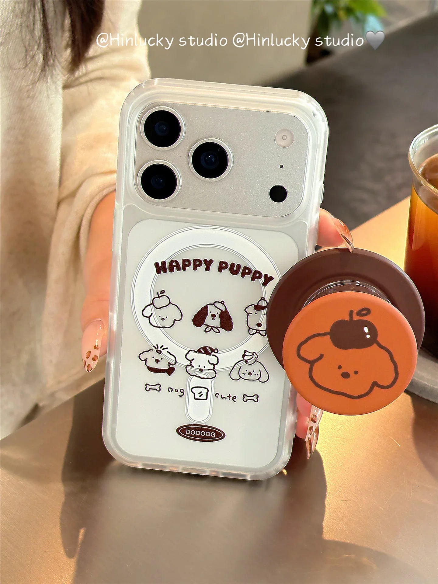 Ameigas Cute Line Art Puppy Frosted MagSafe Stand Case - Ameigas