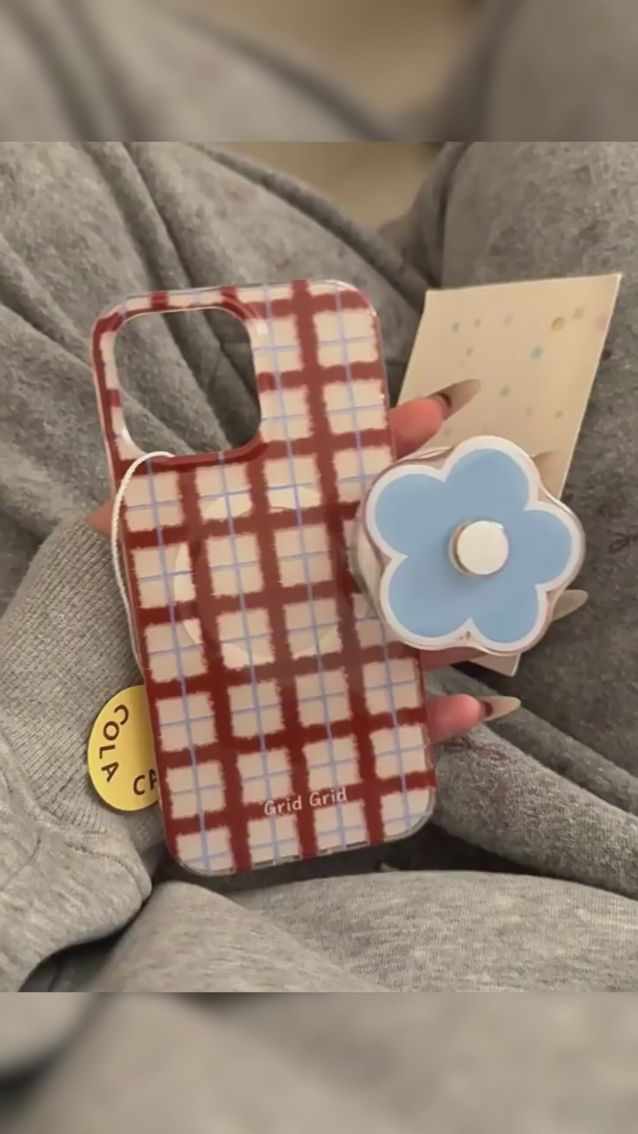 Ameigas Country Bloom Case - Red White Gingham & Blue Flower MagSafe Cover - Ameigas