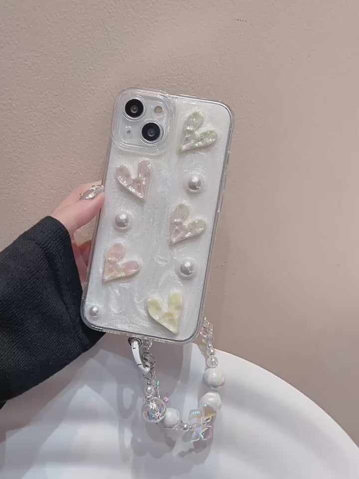 Ameigas Elegant Pearl Resin iPhone Case – Luxury Full Protection Hard Shell for iPhone