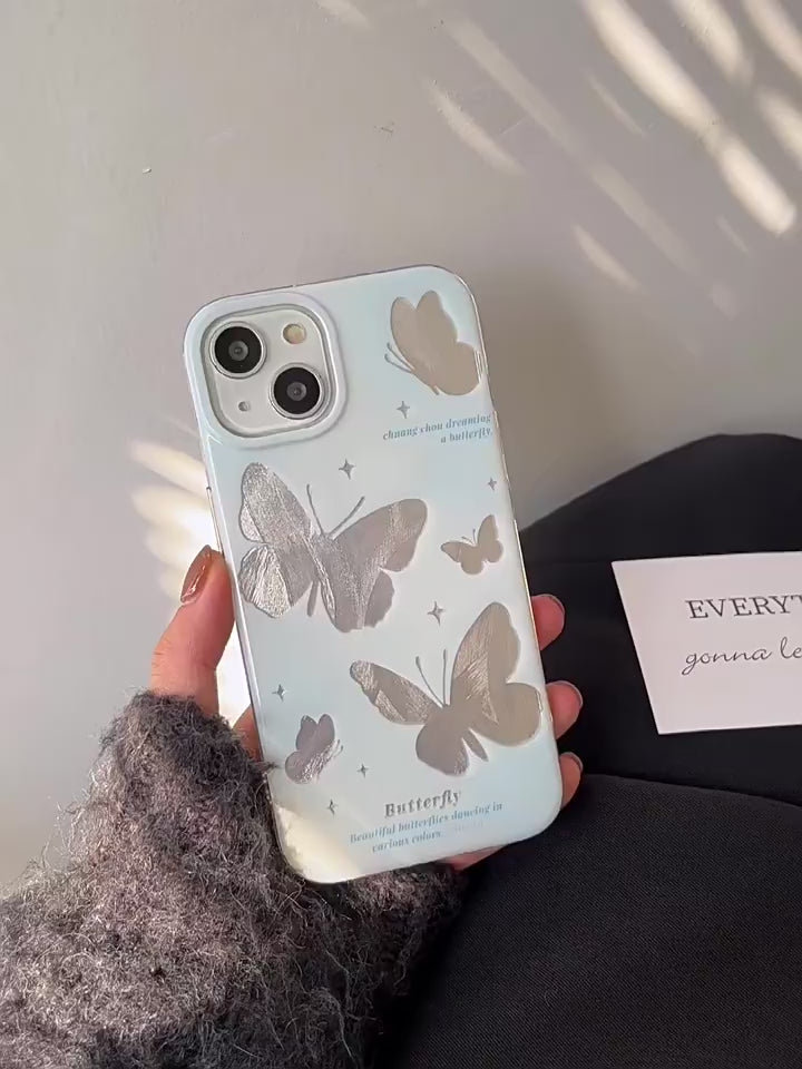 Ameigas Trendy Laser Butterfly iPhone Case – INS Korean Style Protective Cover for iPhone 12–17 Pro Max
