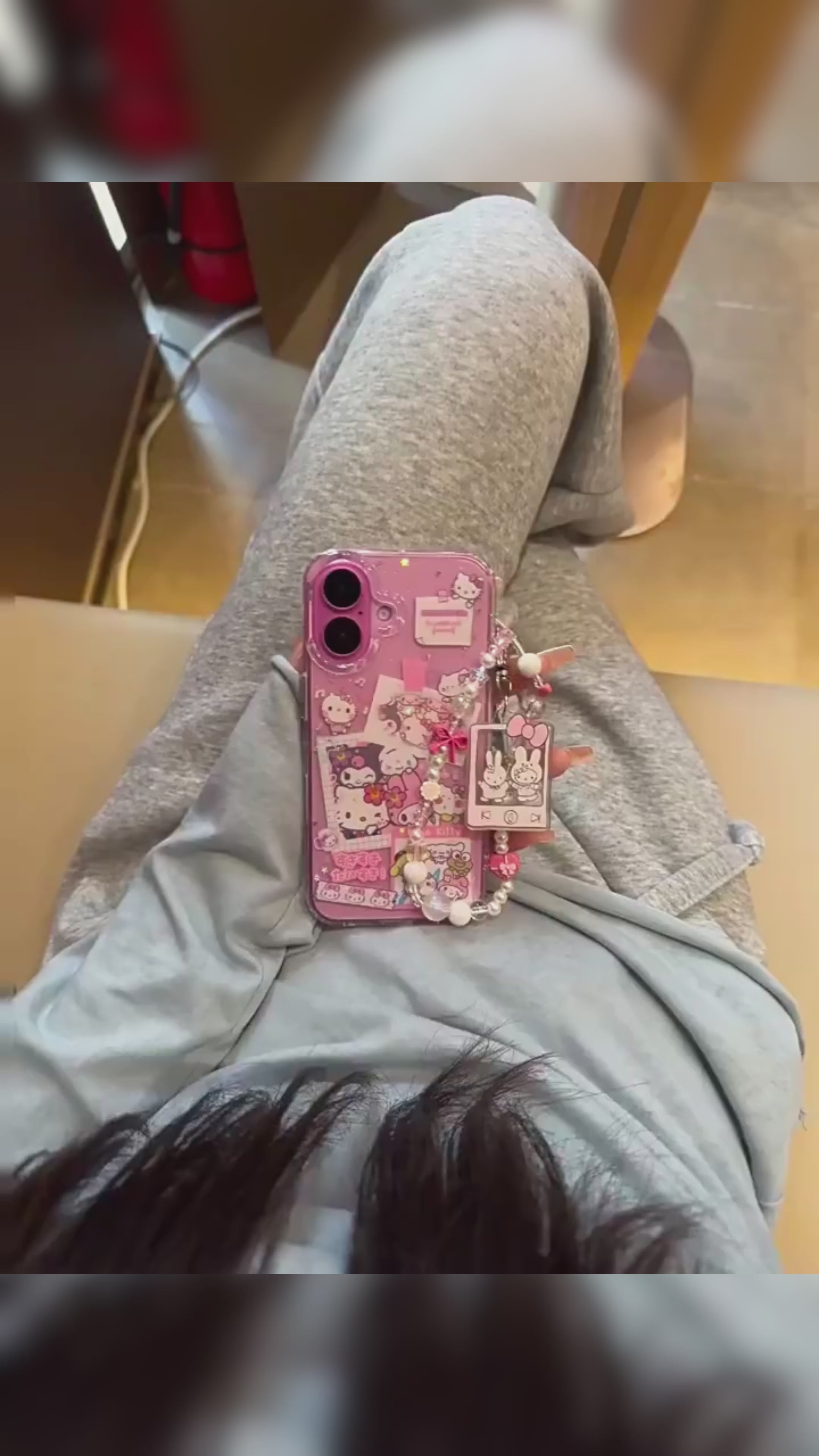 Ameigas Cute Pink Sanrio Cat Chain Phone Case - Ameigas