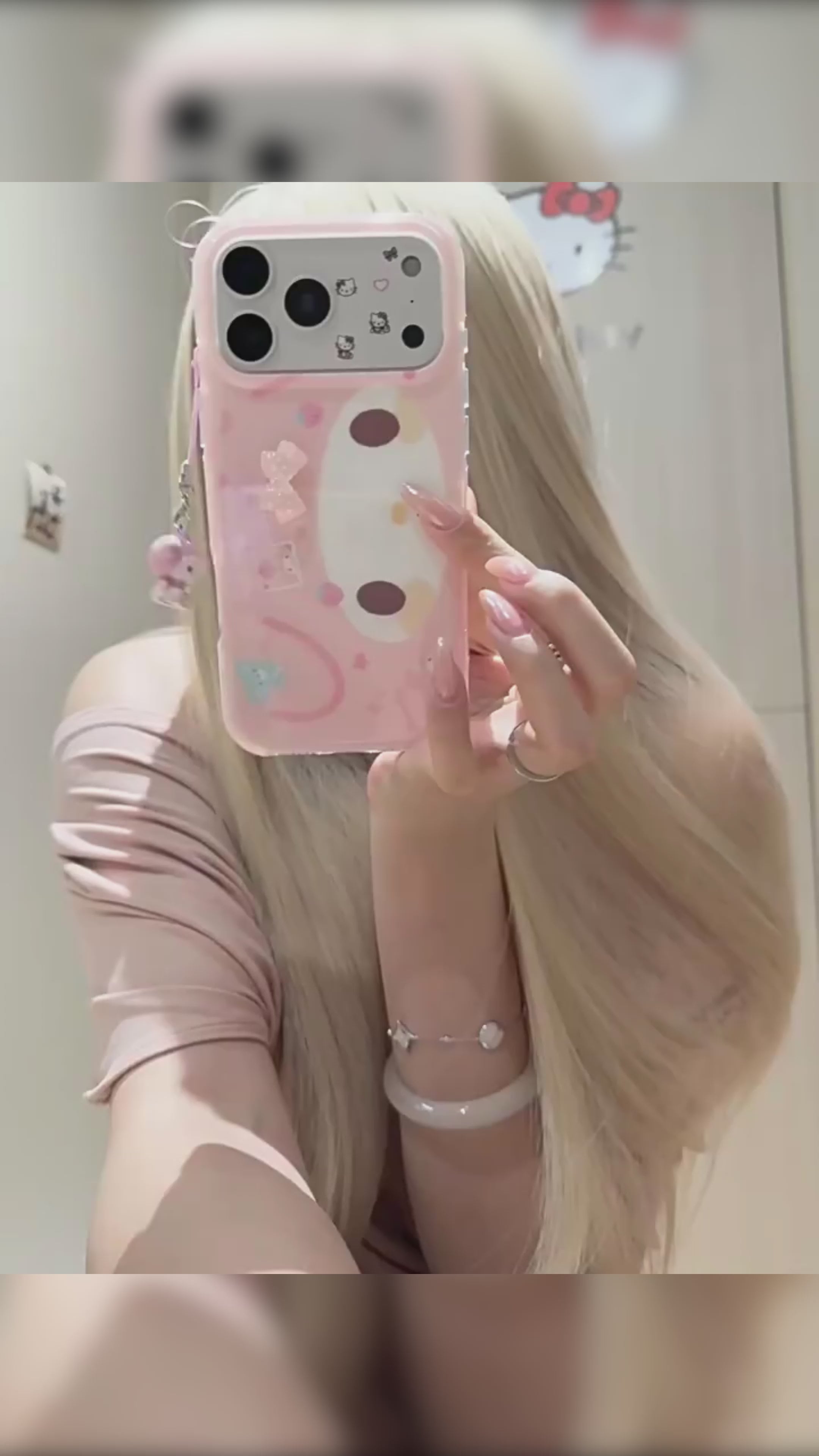 Ameigas My Melody Bow Case - Cartoon Pink with Double Hearts & Ribbon Design