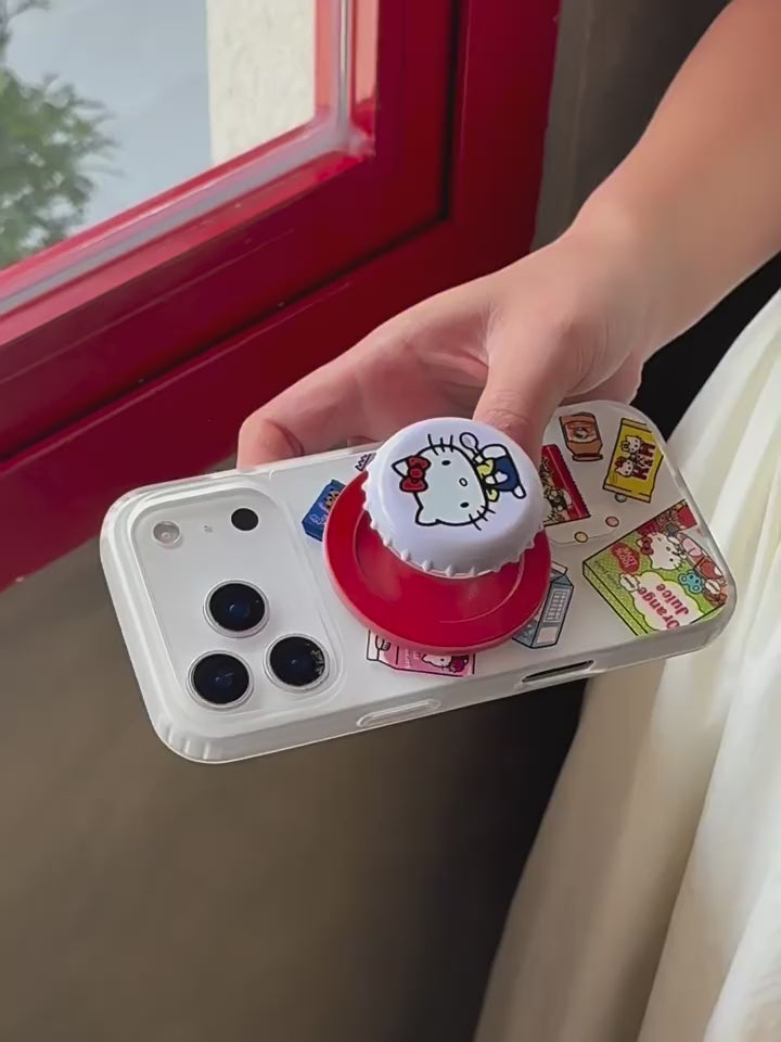 Ameigas Snack Lid Kitty Stand Case - Cute Cat & Bottle Cap MagSafe Cover for iPhone