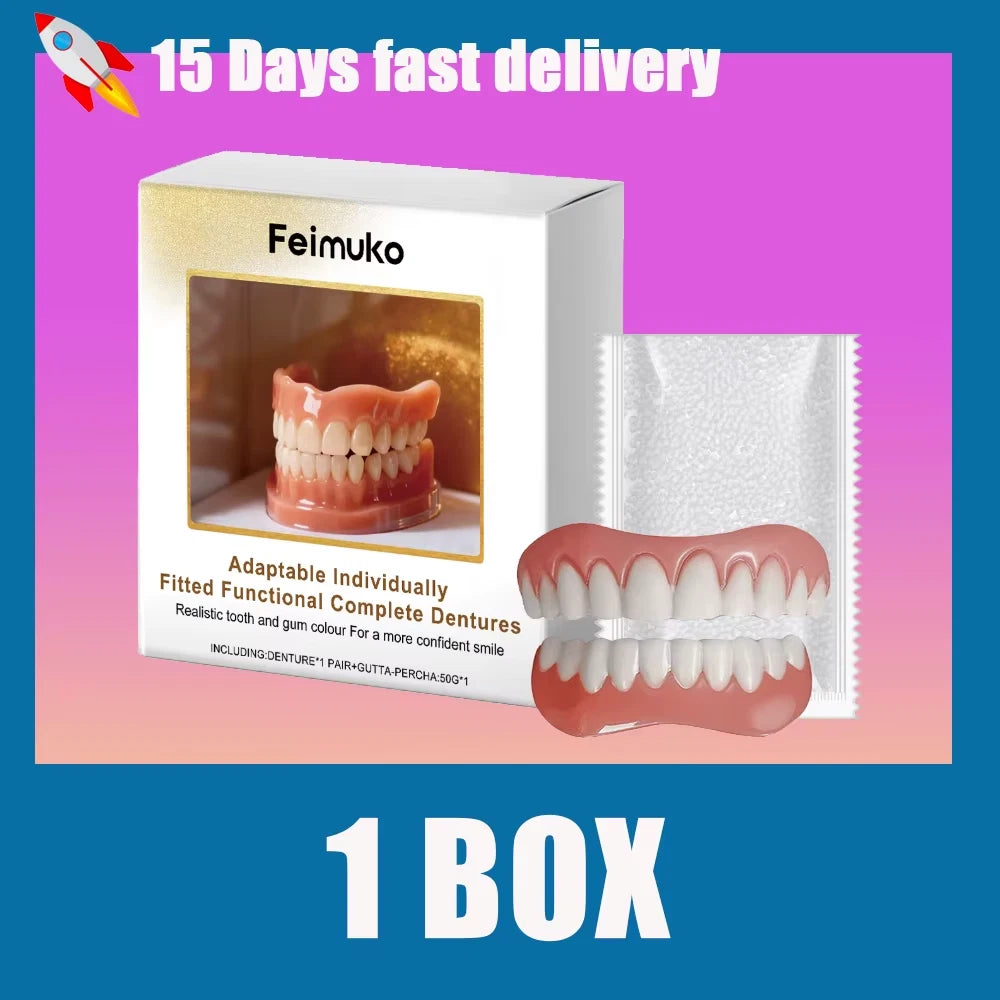 New Denture Silicone Kit - Soft Kit Teeth Upper and Lower Set - Silicone Liners