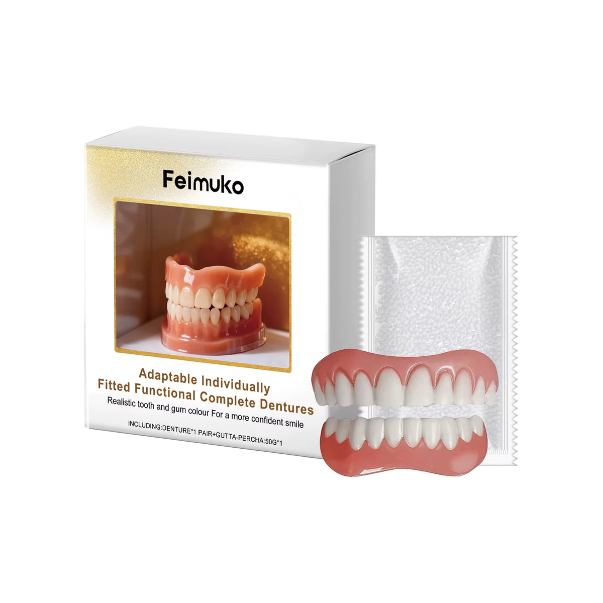 New Denture Silicone Kit - Soft Kit Teeth Upper and Lower Set - Silicone Liners